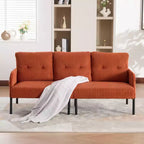 Causeuse moderne surdimensionnée, Canapé 2 places en velours côtelé avec pieds en métal et poches latérales pour salon, chambre, dortoir ou appartement - Panipeachy