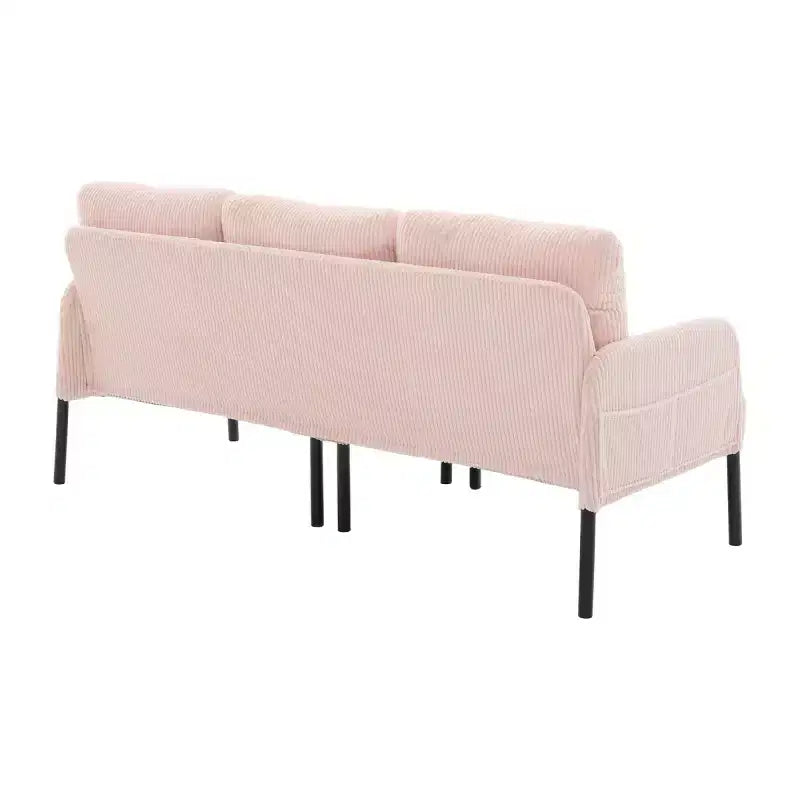 Causeuse moderne surdimensionnée, Canapé 2 places en velours côtelé avec pieds en métal et poches latérales pour salon, chambre, dortoir ou appartement - Panipeachy