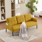 Causeuse moderne surdimensionnée, Canapé 2 places en velours côtelé avec pieds en métal et poches latérales pour salon, chambre, dortoir ou appartement - Panipeachy