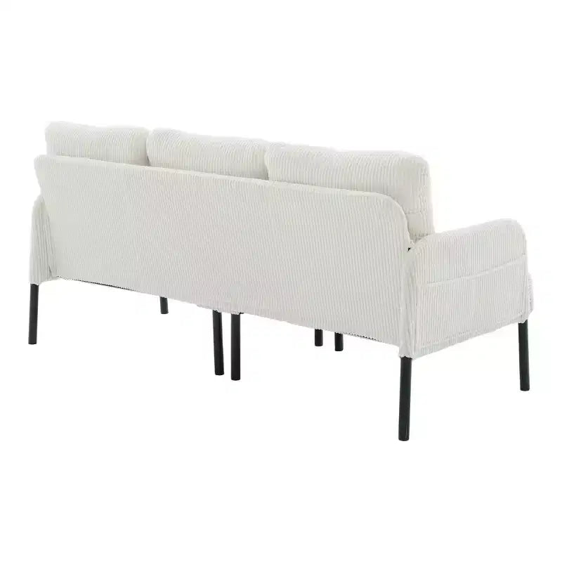 Causeuse moderne surdimensionnée, Canapé 2 places en velours côtelé avec pieds en métal et poches latérales pour salon, chambre, dortoir ou appartement - Panipeachy