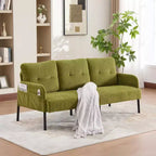 Causeuse moderne surdimensionnée, Canapé 2 places en velours côtelé avec pieds en métal et poches latérales pour salon, chambre, dortoir ou appartement - Panipeachy