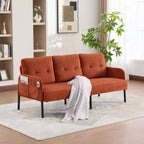 Causeuse moderne surdimensionnée, Canapé 2 places en velours côtelé avec pieds en métal et poches latérales pour salon, chambre, dortoir ou appartement - Panipeachy