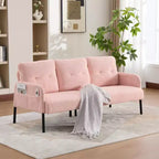 Causeuse moderne surdimensionnée, Canapé 2 places en velours côtelé avec pieds en métal et poches latérales pour salon, chambre, dortoir ou appartement - Panipeachy