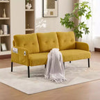 Causeuse moderne surdimensionnée, Canapé 2 places en velours côtelé avec pieds en métal et poches latérales pour salon, chambre, dortoir ou appartement - Panipeachy