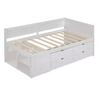 Lit de repos double en bois Luxystar avec 4 tiroirs et étagères