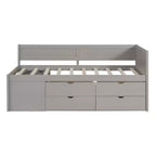 Lit de repos double en bois Luxystar avec 4 tiroirs et étagères