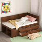 Lit de repos double en bois Luxystar avec 4 tiroirs et étagères