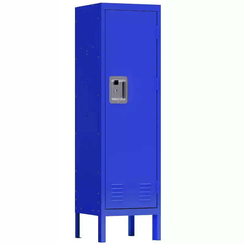 Casier en acier à un niveau avec 2 compartiments, Armoire de rangement en métal pour la maison, le bureau, l'école, la salle de sport, 54H x 15W x 14D