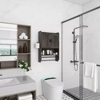 Meuble Mural de Salle de Bain sumyeg avec Portes, Étagère Réglable, Porte-Serviettes et Porte-Papier