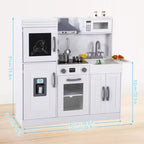 Cuisine Enfant en Bois, Dinette en Bois avec 20 Accessoires de Cuisine, Set de Cuisine en Bois Gris
