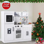Cuisine Enfant en Bois, Dinette en Bois avec 20 Accessoires de Cuisine, Set de Cuisine en Bois Gris