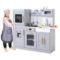 Kids Kitchen Playset, Wooden Chef Pretend Play Set with 20 PCS Cookware Accessories, Wooden Cookware Pretend Gray
