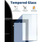 GustoWave Armoire noire cintrée avec portes vitrées – Meuble de rangement de cuisine en métal avec tiroir et étagères réglables