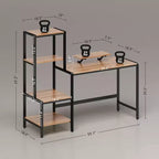 TUYOHW Bureau d'ordinateur, Bureau d'ordinateur de maison avec support CPU, étagère réversible à 4 niveaux, support d'écran, bureau d'écriture pour bureau à domicile, étude, petits espaces