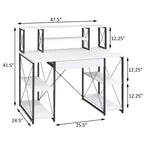 TUYOHW Bureau d'ordinateur de bureau avec rangement, tiroir, 8 compartiments, piètement luge en métal, plateau en bois, bureau d'écriture pour bureau à domicile