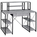 TUYOHW Bureau d'ordinateur de bureau avec rangement, tiroir, 8 compartiments, piètement luge en métal, plateau en bois, bureau d'écriture pour bureau à domicile