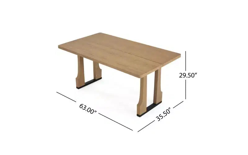 TUYOHW 63 Table de salle à manger rectangulaire pour 6-8 personnes, table de cuisine de style campagnard avec cadre en bois massif pour salon, résistante aux rayures et à l'eau