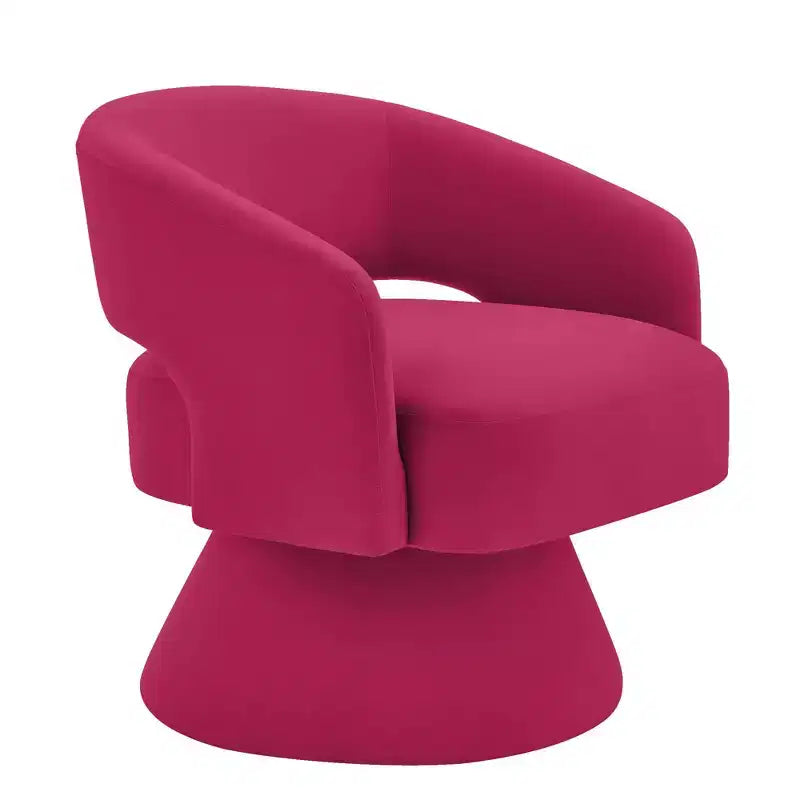 TUYOHW Fauteuil d'appoint pivotant moderne avec revêtement en velours, chaise ronde en forme de tonneau avec dossier ouvert et accoudoirs, chaise confortable pour chambre, salon