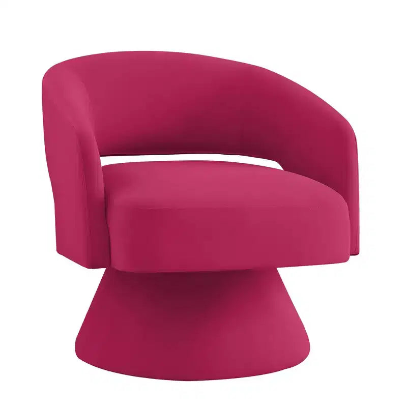 TUYOHW Fauteuil d'appoint pivotant moderne avec revêtement en velours, chaise ronde en forme de tonneau avec dossier ouvert et accoudoirs, chaise confortable pour chambre, salon