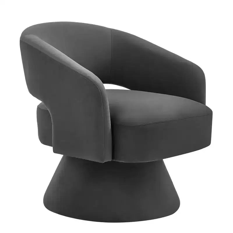TUYOHW Fauteuil d'appoint pivotant moderne avec revêtement en velours, chaise ronde en forme de tonneau avec dossier ouvert et accoudoirs, chaise confortable pour chambre, salon