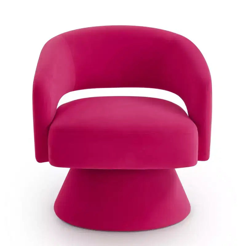 TUYOHW Fauteuil d'appoint pivotant moderne avec revêtement en velours, chaise ronde en forme de tonneau avec dossier ouvert et accoudoirs, chaise confortable pour chambre, salon
