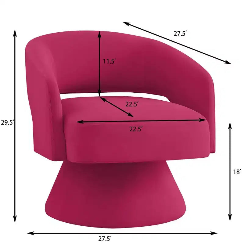 TUYOHW Fauteuil d'appoint pivotant moderne avec revêtement en velours, chaise ronde en forme de tonneau avec dossier ouvert et accoudoirs, chaise confortable pour chambre, salon