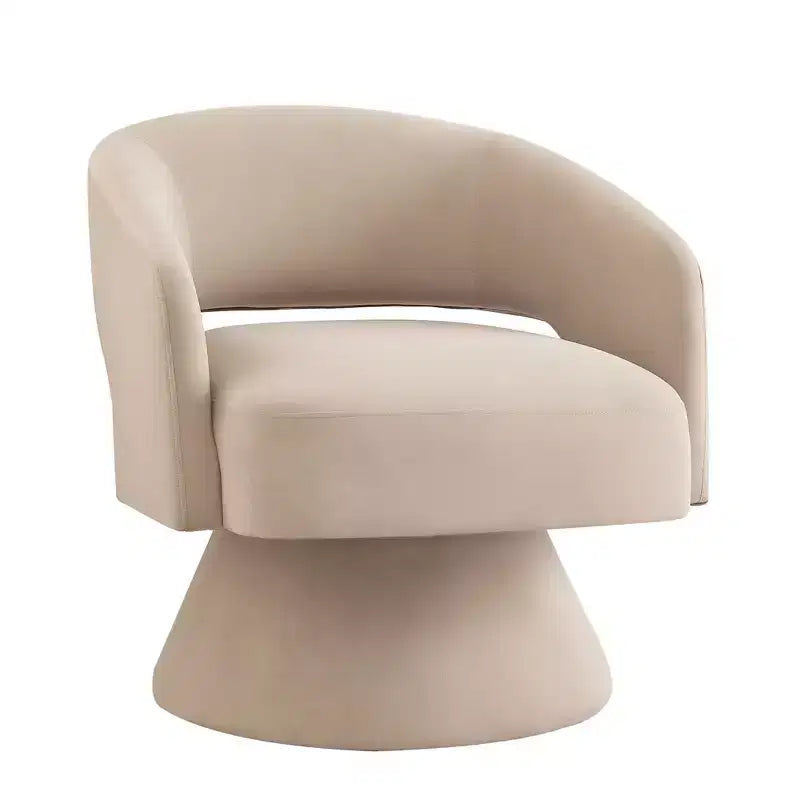 TUYOHW Fauteuil d'appoint pivotant moderne avec revêtement en velours, chaise ronde en forme de tonneau avec dossier ouvert et accoudoirs, chaise confortable pour chambre, salon