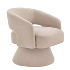 TUYOHW Fauteuil d'appoint pivotant moderne avec revêtement en velours, chaise ronde en forme de tonneau avec dossier ouvert et accoudoirs, chaise confortable pour chambre, salon