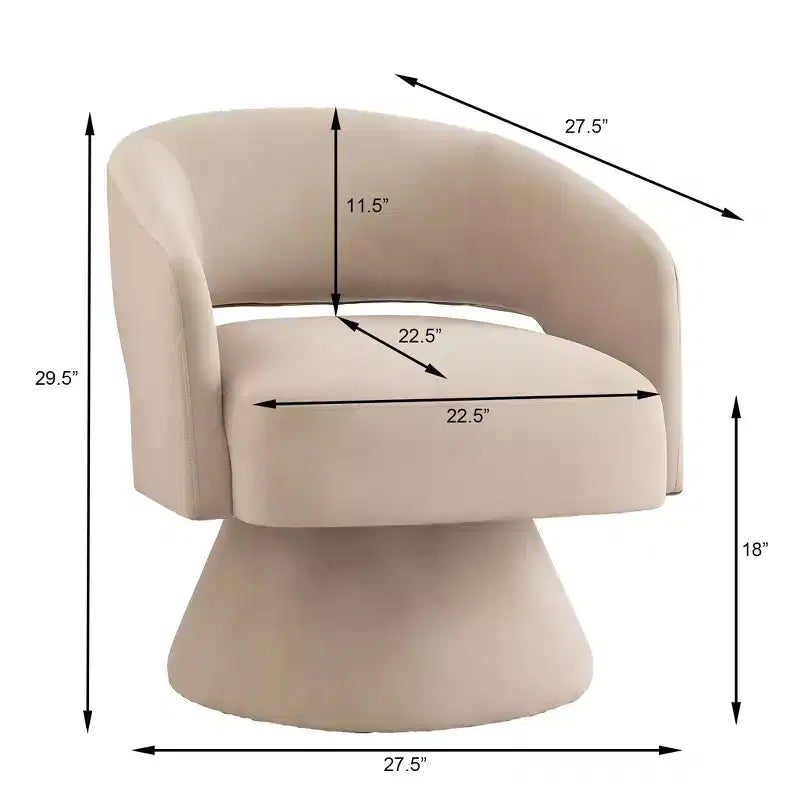 TUYOHW Fauteuil d'appoint pivotant moderne avec revêtement en velours, chaise ronde en forme de tonneau avec dossier ouvert et accoudoirs, chaise confortable pour chambre, salon