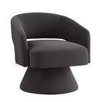 TUYOHW Fauteuil d'appoint pivotant moderne avec revêtement en velours, chaise ronde en forme de tonneau avec dossier ouvert et accoudoirs, chaise confortable pour chambre, salon