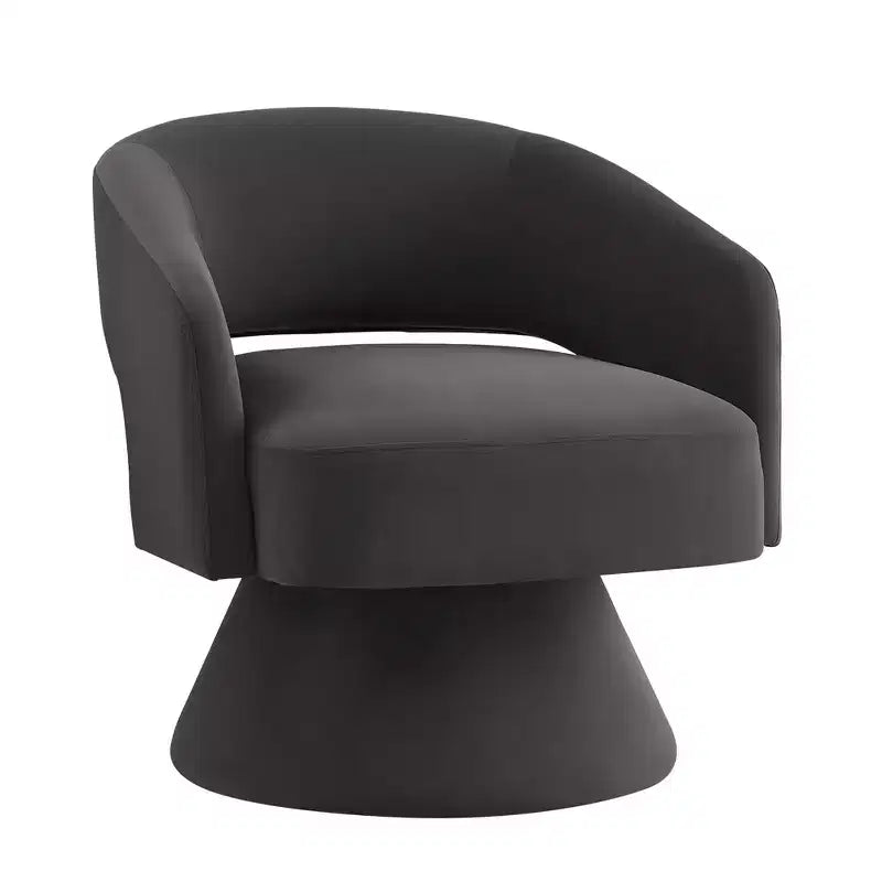 TUYOHW Fauteuil d'appoint pivotant moderne avec revêtement en velours, chaise ronde en forme de tonneau avec dossier ouvert et accoudoirs, chaise confortable pour chambre, salon