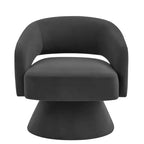 TUYOHW Fauteuil d'appoint pivotant moderne avec revêtement en velours, chaise ronde en forme de tonneau avec dossier ouvert et accoudoirs, chaise confortable pour chambre, salon