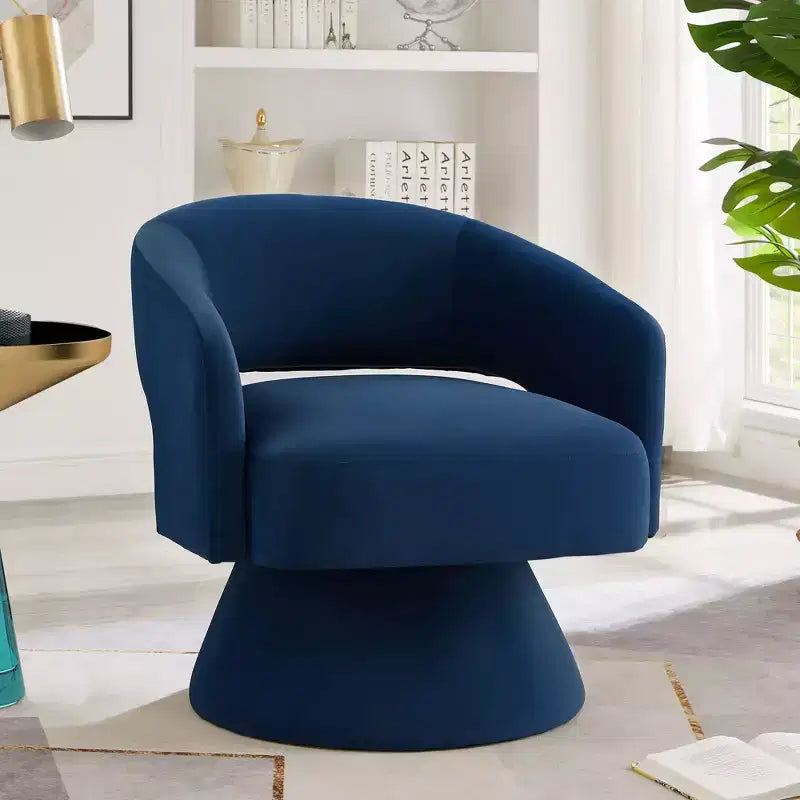 TUYOHW Fauteuil d'appoint pivotant moderne avec revêtement en velours, chaise ronde en forme de tonneau avec dossier ouvert et accoudoirs, chaise confortable pour chambre, salon