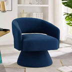 TUYOHW Fauteuil d'appoint pivotant moderne avec revêtement en velours, chaise ronde en forme de tonneau avec dossier ouvert et accoudoirs, chaise confortable pour chambre, salon