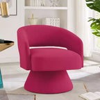 TUYOHW Fauteuil d'appoint pivotant moderne avec revêtement en velours, chaise ronde en forme de tonneau avec dossier ouvert et accoudoirs, chaise confortable pour chambre, salon