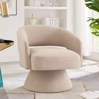TUYOHW Fauteuil d'appoint pivotant moderne avec revêtement en velours, chaise ronde en forme de tonneau avec dossier ouvert et accoudoirs, chaise confortable pour chambre, salon