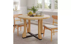 TUYOHW 48 Table de cuisine ronde pour 4 personnes, table à manger résistante aux rayures avec piètement en tréteaux, table compacte et peu encombrante pour salle à manger