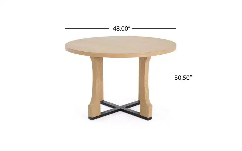 TUYOHW 48 Table de cuisine ronde pour 4 personnes, table à manger résistante aux rayures avec piètement en tréteaux, table compacte et peu encombrante pour salle à manger