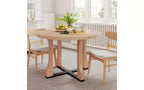 TUYOHW 48 Table de cuisine ronde pour 4 personnes, table à manger résistante aux rayures avec piètement en tréteaux, table compacte et peu encombrante pour salle à manger