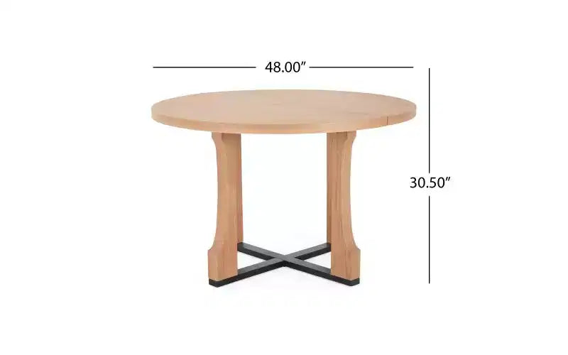 TUYOHW 48 Table de cuisine ronde pour 4 personnes, table à manger résistante aux rayures avec piètement en tréteaux, table compacte et peu encombrante pour salle à manger