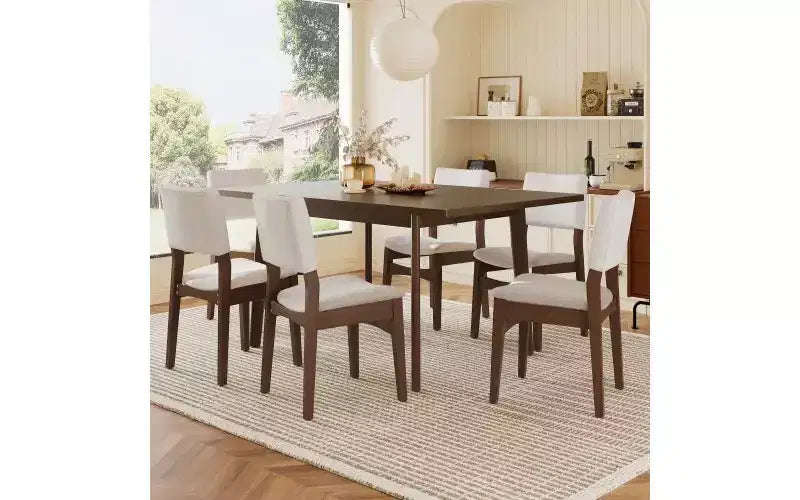 TUYOHW 60 Table de cuisine rectangulaire pour 4, table à manger minimaliste avec cadre en bois massif, table polyvalente pour salle à manger, salon, capacité de 204 kg