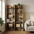 MAYEERTY Étagère de style ferme à 5 niveaux, bibliothèque à double largeur de 180 cm de hauteur avec rangement ouvert