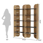 MAYEERTY Étagère de style ferme à 5 niveaux, bibliothèque à double largeur de 180 cm de hauteur avec rangement ouvert