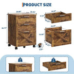 Acekool Caisson de bureau mobile 3 tiroirs avec serrure, meuble de classement sous bureau, organisateur de rangement en bois