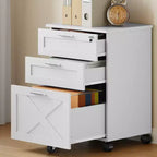 Acekool Caisson de bureau mobile 3 tiroirs avec serrure, meuble de classement sous bureau, organisateur de rangement en bois
