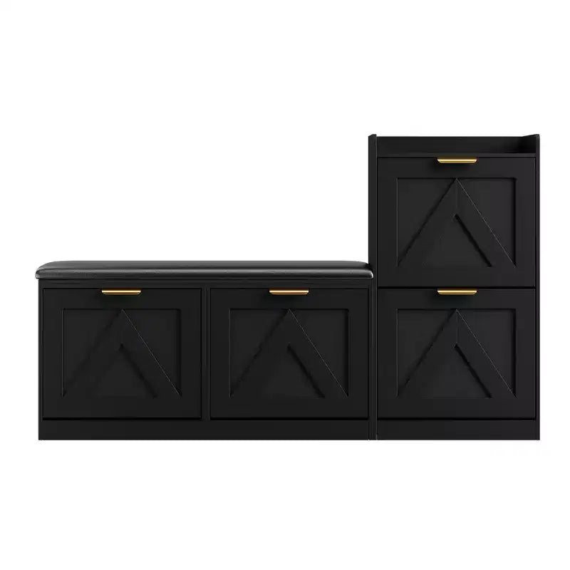 Meuble à chaussures de ferme avec banc et 4 tiroirs basculants, Armoire à chaussures avec banc et coussin confortable, Organisateur de chaussures d'entrée avec rangement