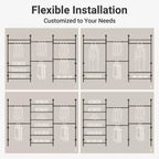Portant mural Timate F3 Plus, portant à vêtements industriel avec tuyau, portant à vêtements robuste avec étagères et tringles extensibles