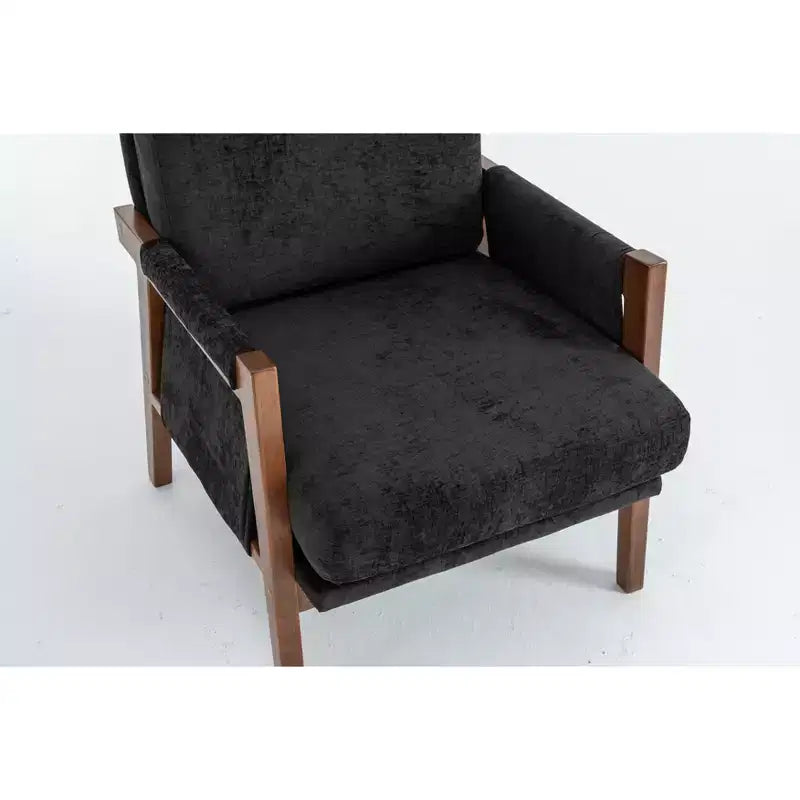 Fauteuil d'appoint moderne du milieu du siècle TUYOHW avec fauteuil de salon en bois rembourré en chenille avec accoudoir Fauteuils simples pour le salon, la chambre