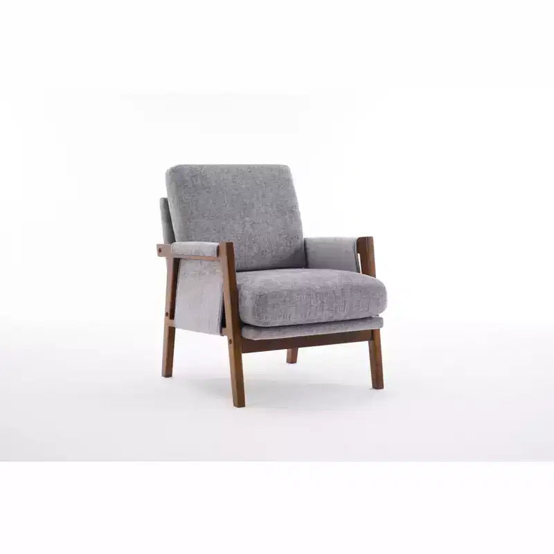 Fauteuil d'appoint moderne du milieu du siècle TUYOHW avec fauteuil de salon en bois rembourré en chenille avec accoudoir Fauteuils simples pour le salon, la chambre