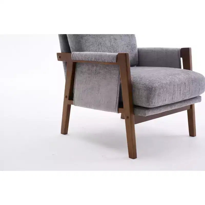 Fauteuil d'appoint moderne du milieu du siècle TUYOHW avec fauteuil de salon en bois rembourré en chenille avec accoudoir Fauteuils simples pour le salon, la chambre